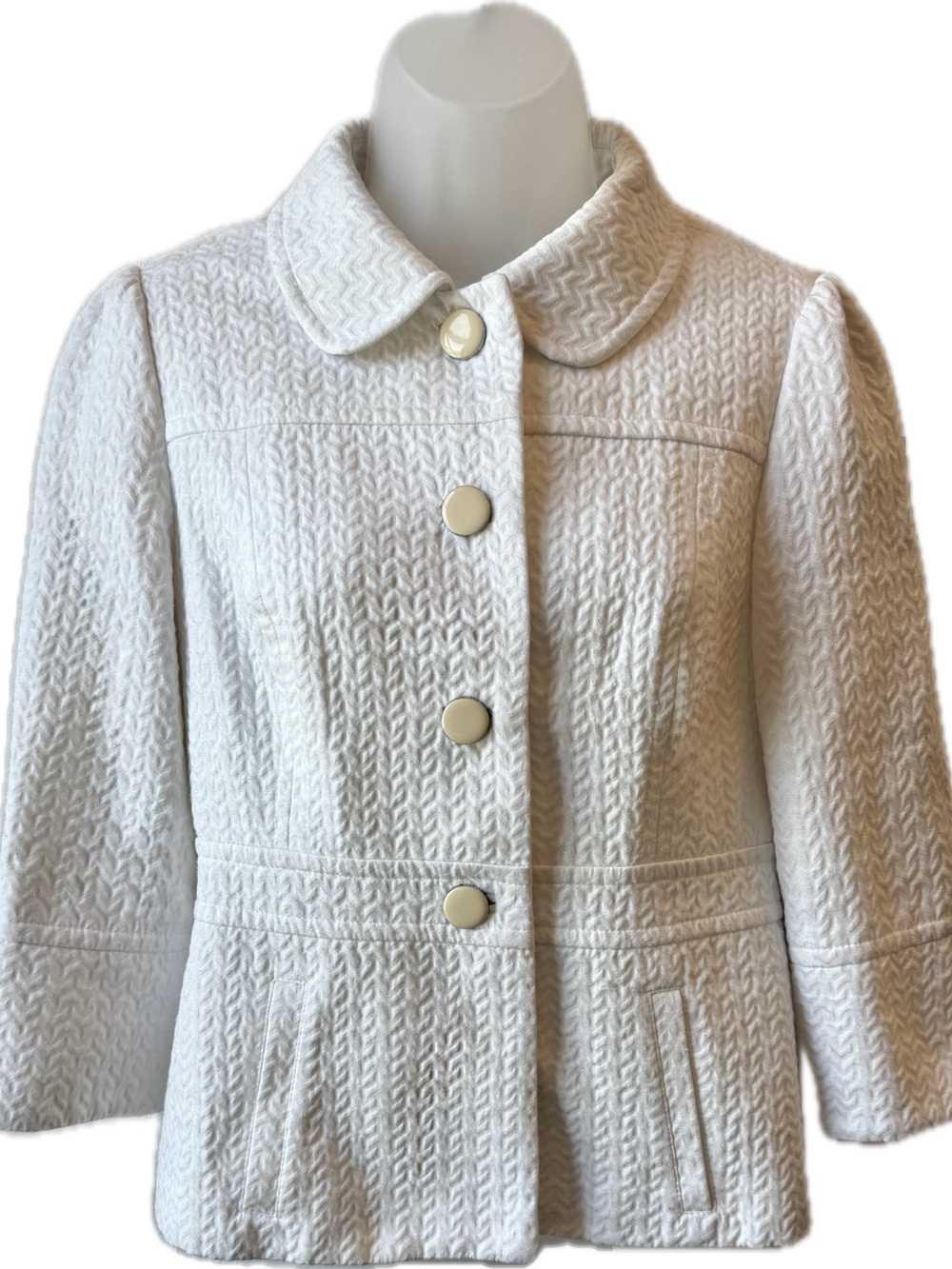 Banana Republic Classic White Textured Button-Front Jacket
